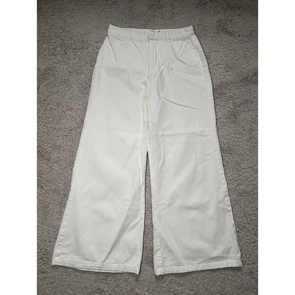 Women's White Wide Leg Pants Society‎ Amuse Size Medium